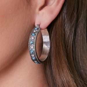 Faux Stone Hoop Earrings